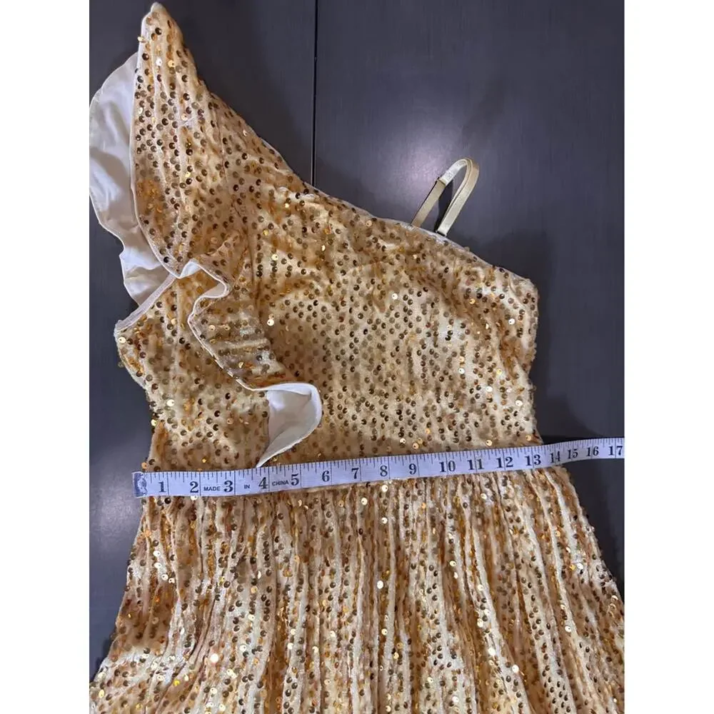 NWOT: Grace Karin Girls Gold Sequin Party Dress; holiday; wedding;‎ special day